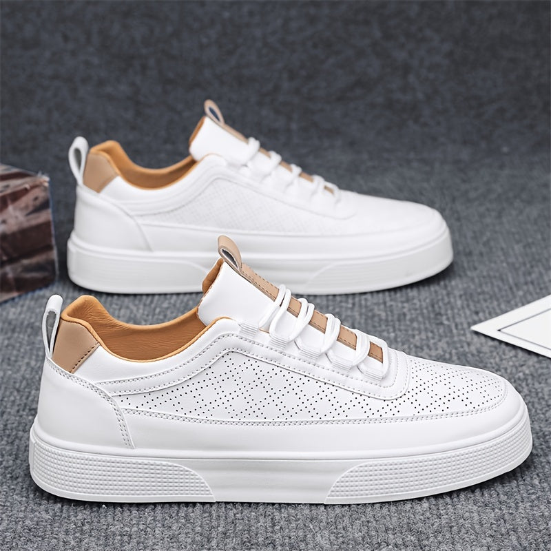Bradley Men's Leather Sneakers - Trendy Perforated Style with Comfortable Cushioned Sole