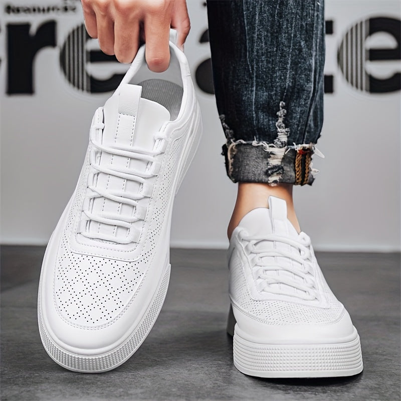 Bradley Men's Leather Sneakers - Trendy Perforated Style with Comfortable Cushioned Sole