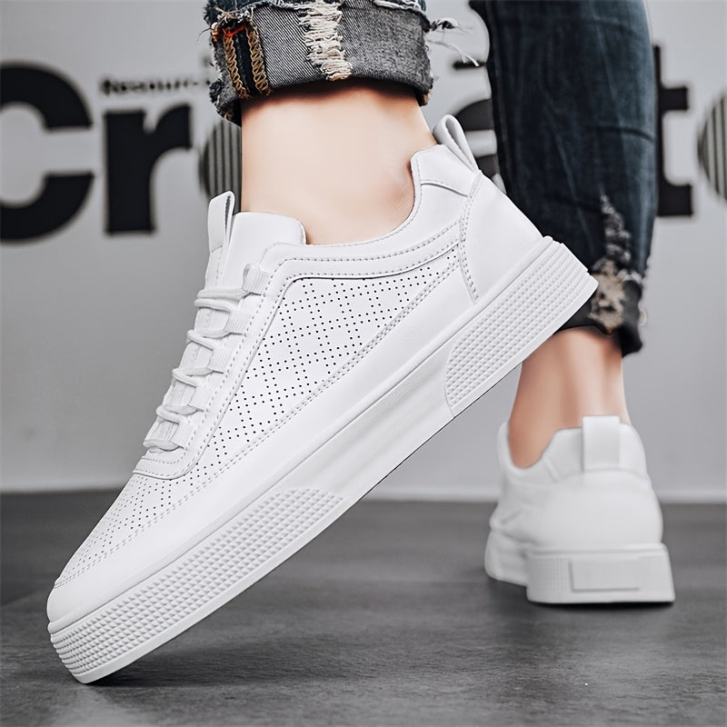 Bradley Men's Leather Sneakers - Trendy Perforated Style with Comfortable Cushioned Sole
