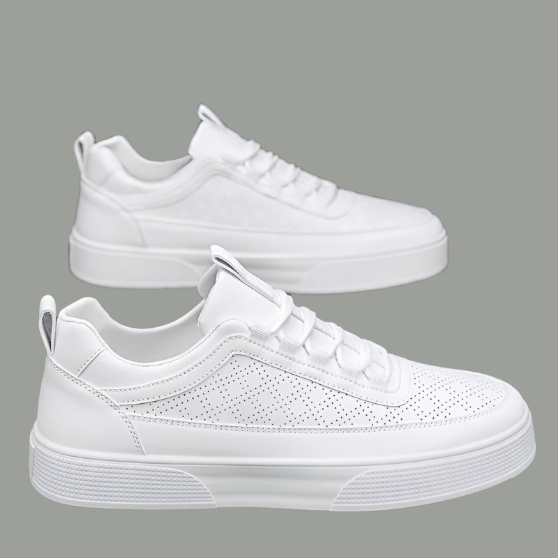 Bradley Men's Leather Sneakers - Trendy Perforated Style with Comfortable Cushioned Sole