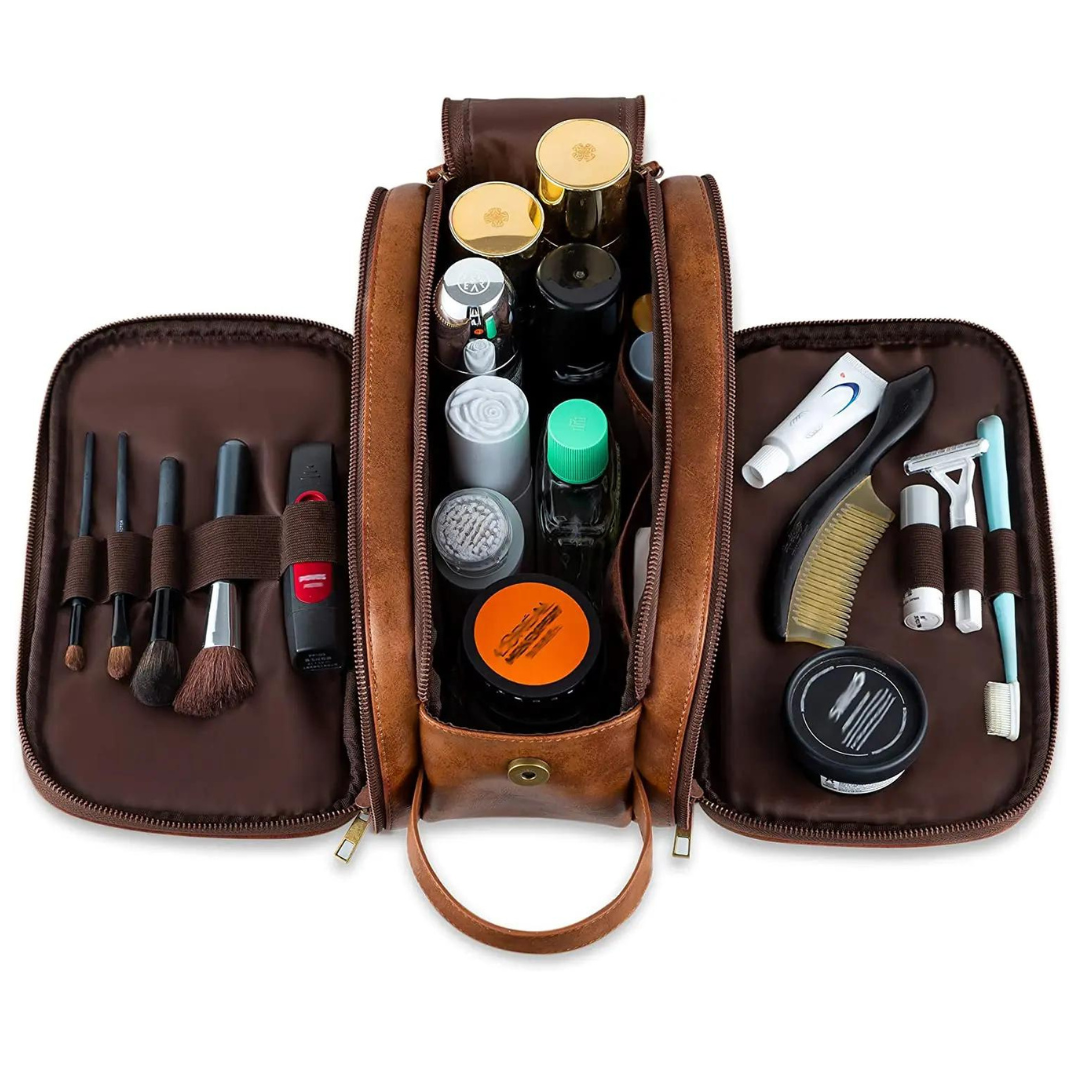 Men's Executive Dopp Kit - Waterproof Leather Travel Toiletry Organizer