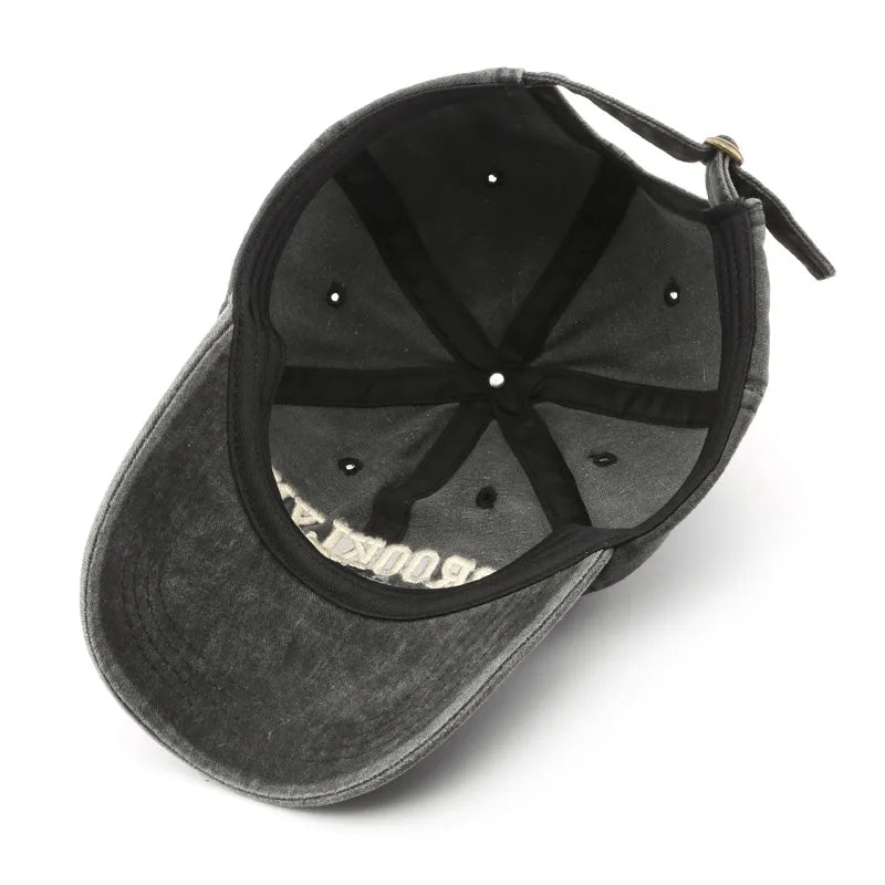 Adjustable Cotton Baseball Cap for Men with Vintage Brooklyn Letter Embroidery
