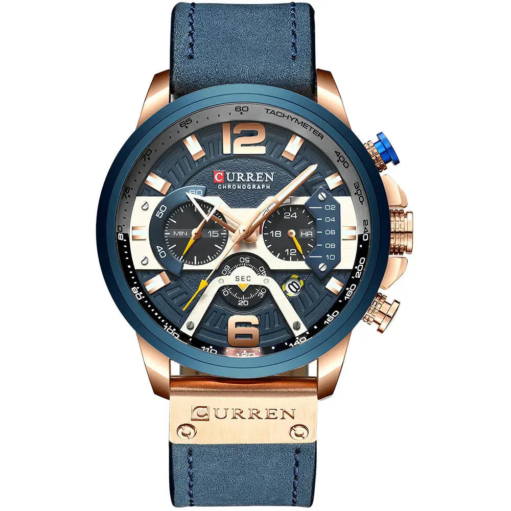 Alder Men's Premium Chronograph Watch | Casual Sport Design with Military Leather