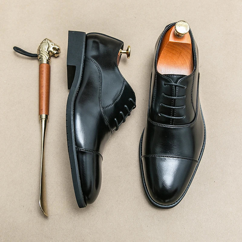 Langley | Men's Premium Leather Dress Shoes - Elegant Pointed Black Casual Footwear