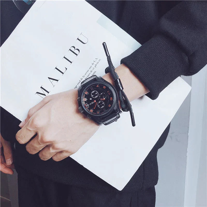 Nauru Classic Men's Quartz Watch - Large Dial with Leather Strap