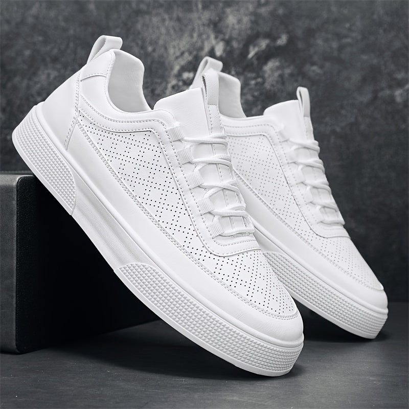 Bradley Men's Leather Sneakers - Trendy Perforated Style with Comfortable Cushioned Sole