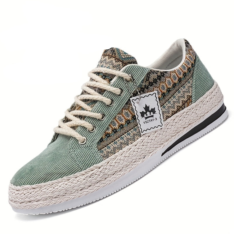 Ethan - Men's Canvas Sneakers with Ethnic Pattern Design
