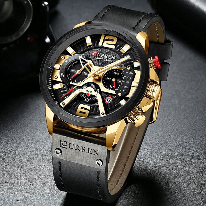 Alder Men's Premium Chronograph Watch | Casual Sport Design with Military Leather