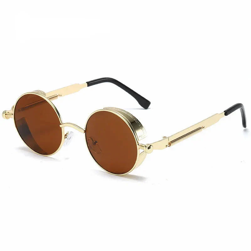 Men's Retro Steampunk Round Metal Sunglasses | Stylish Designer Eyewear