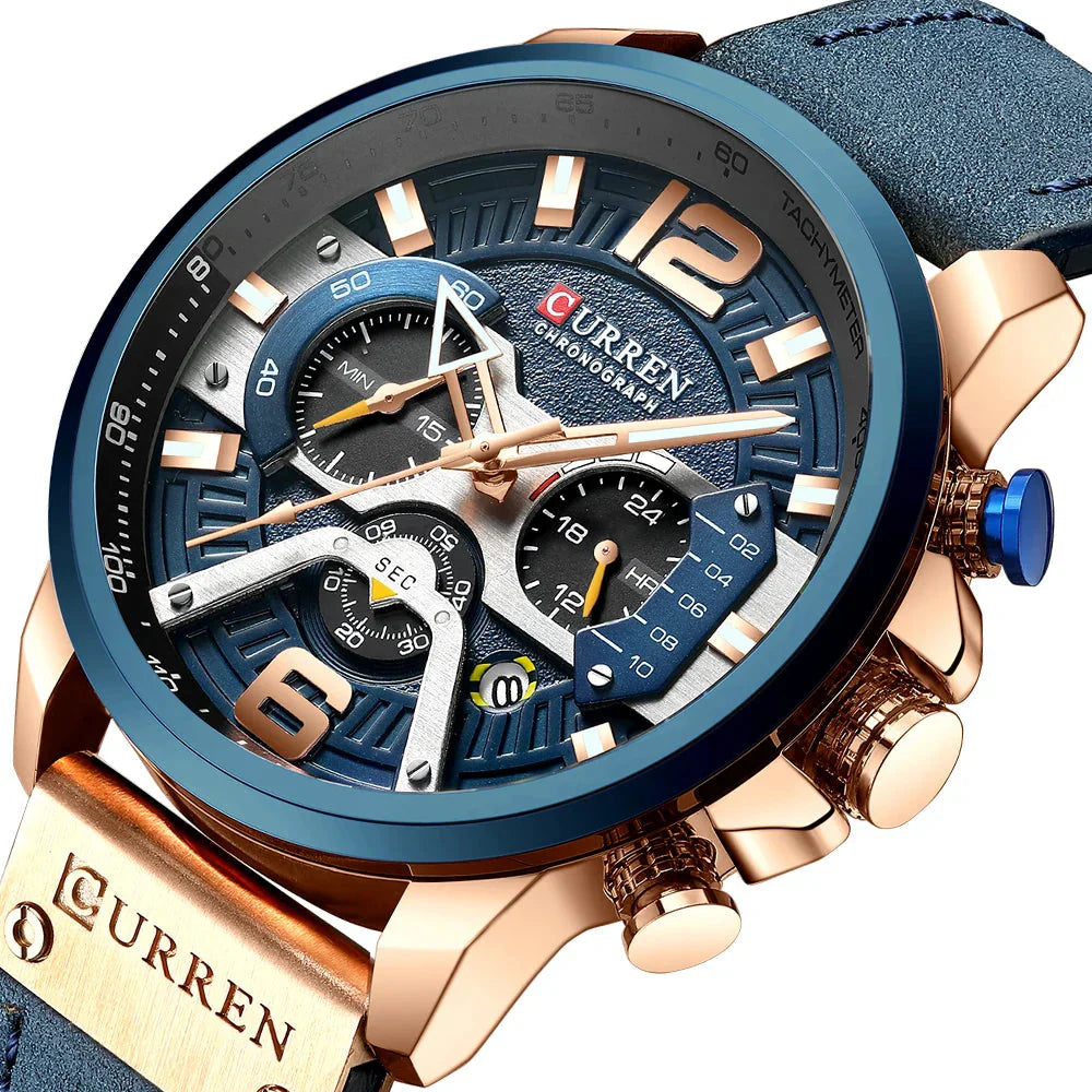 Alder Men's Premium Chronograph Watch | Casual Sport Design with Military Leather