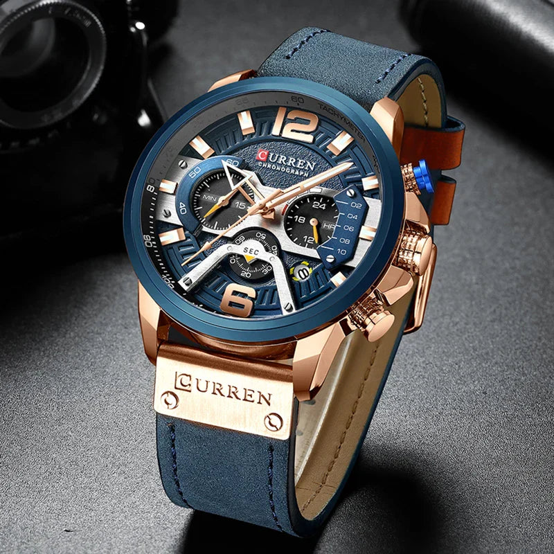 Alder Men's Premium Chronograph Watch | Casual Sport Design with Military Leather