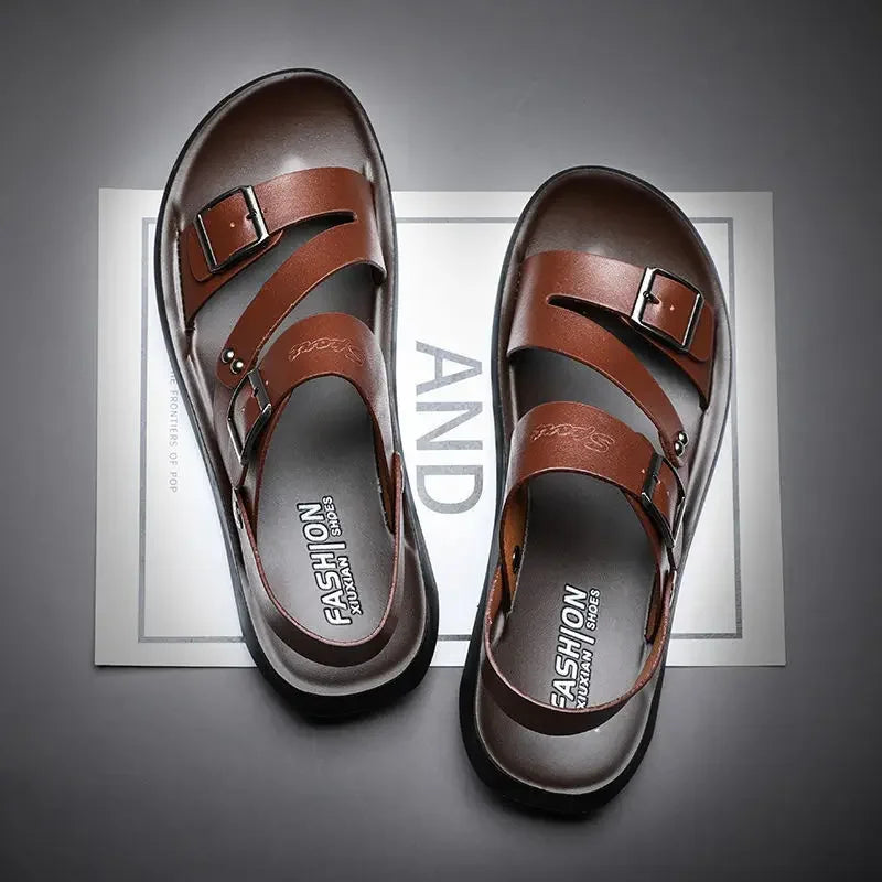 Luca Men's Casual Open Toe Sandals - Comfortable PU Leather Design