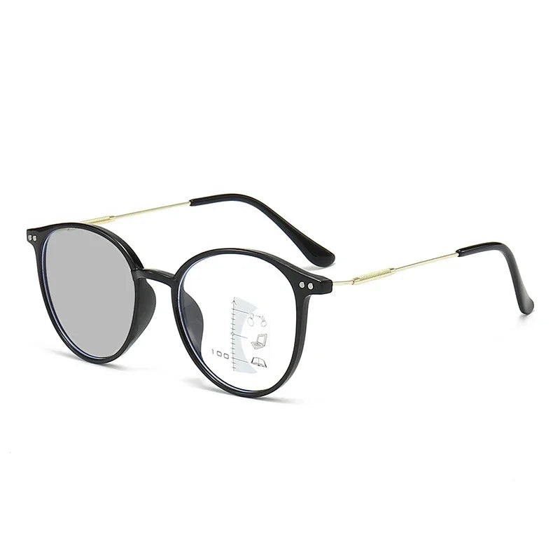 Blaise | Men's Lightweight Round Frame Photochromic Progressive Multifocal Reading Glasses
