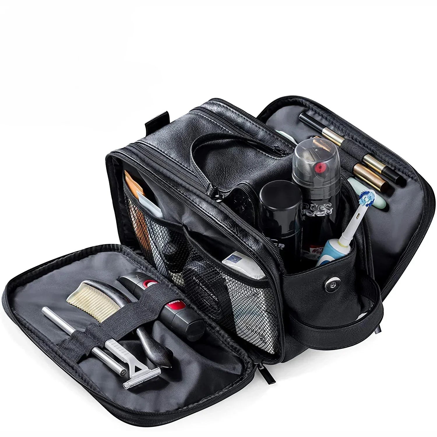 Men's Executive Dopp Kit - Waterproof Leather Travel Toiletry Organizer