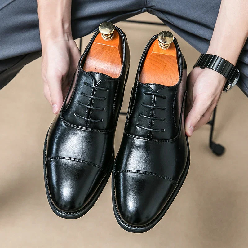 Langley | Men's Premium Leather Dress Shoes - Elegant Pointed Black Casual Footwear