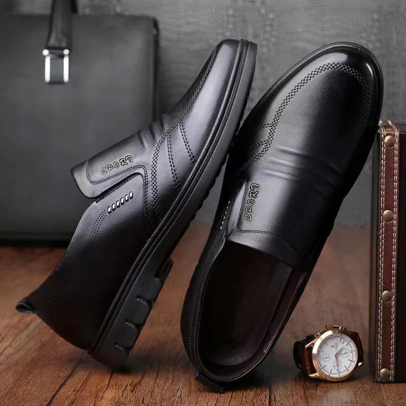Silverton | Men's Casual Black Leather Shoes - Soft, Non-Slip Comfort