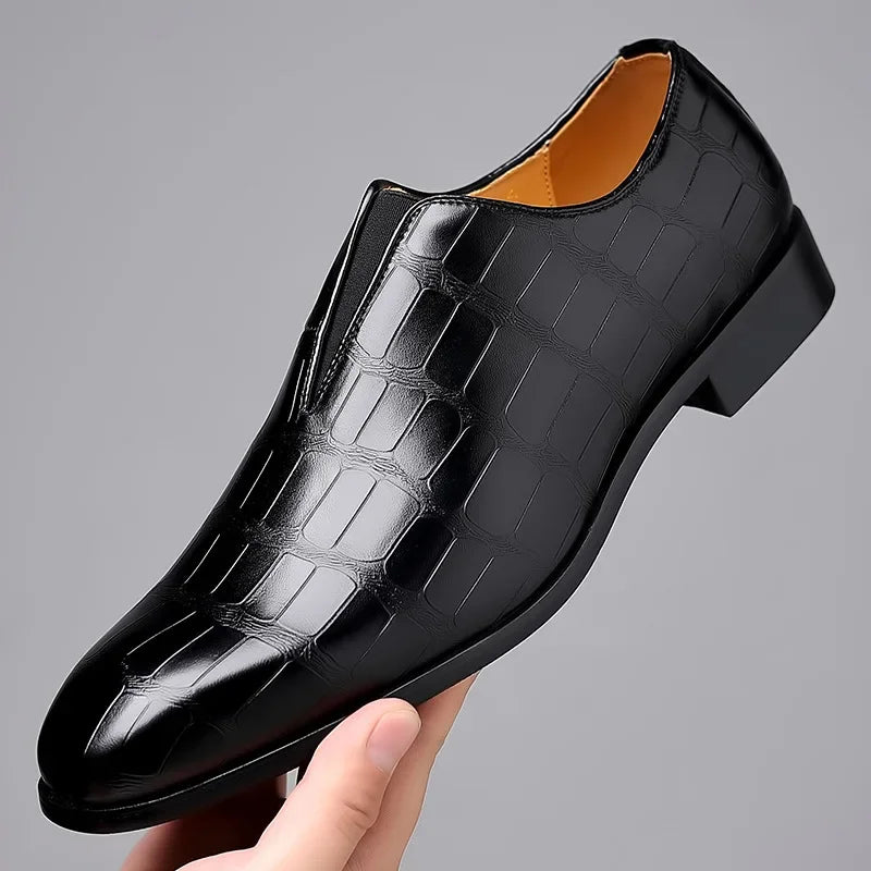 Men's Dark Oxford Croc-Embossed Slip-On Footwear