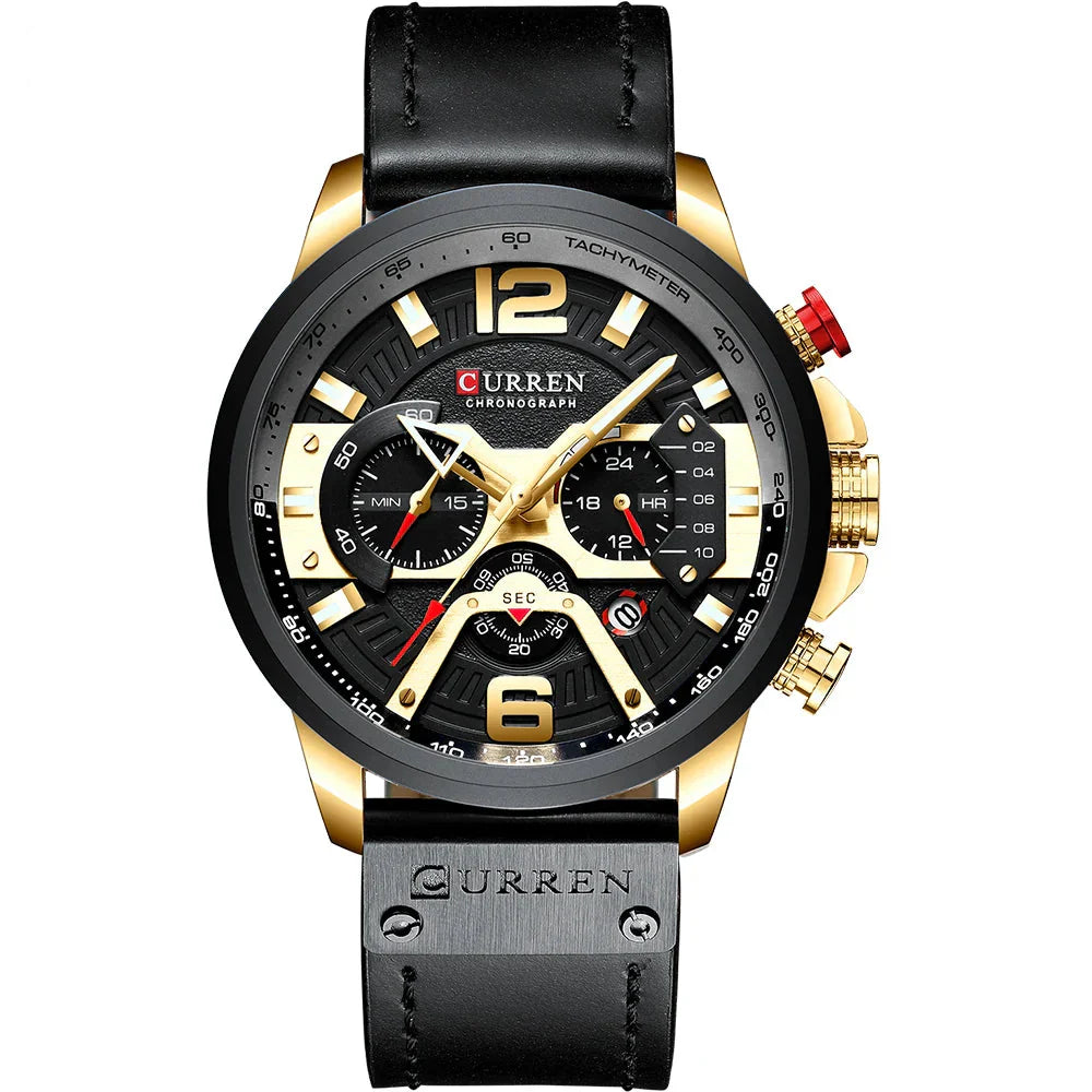Alder Men's Premium Chronograph Watch | Casual Sport Design with Military Leather