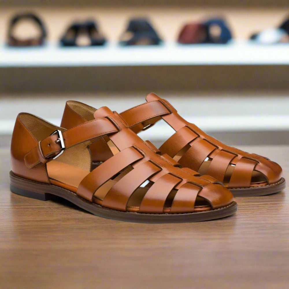 Eli - Men's Classic Leather Dress Sandals with Soft Pointed Design