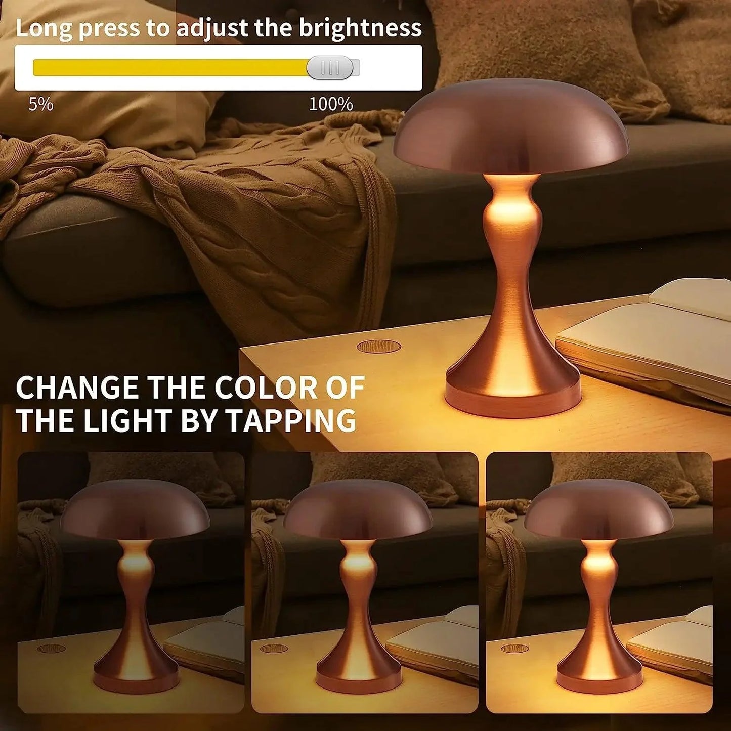 Stylish Rechargeable Touch-Sensor LED Table Lamp – Wireless Night Light for Effortless Ambiance