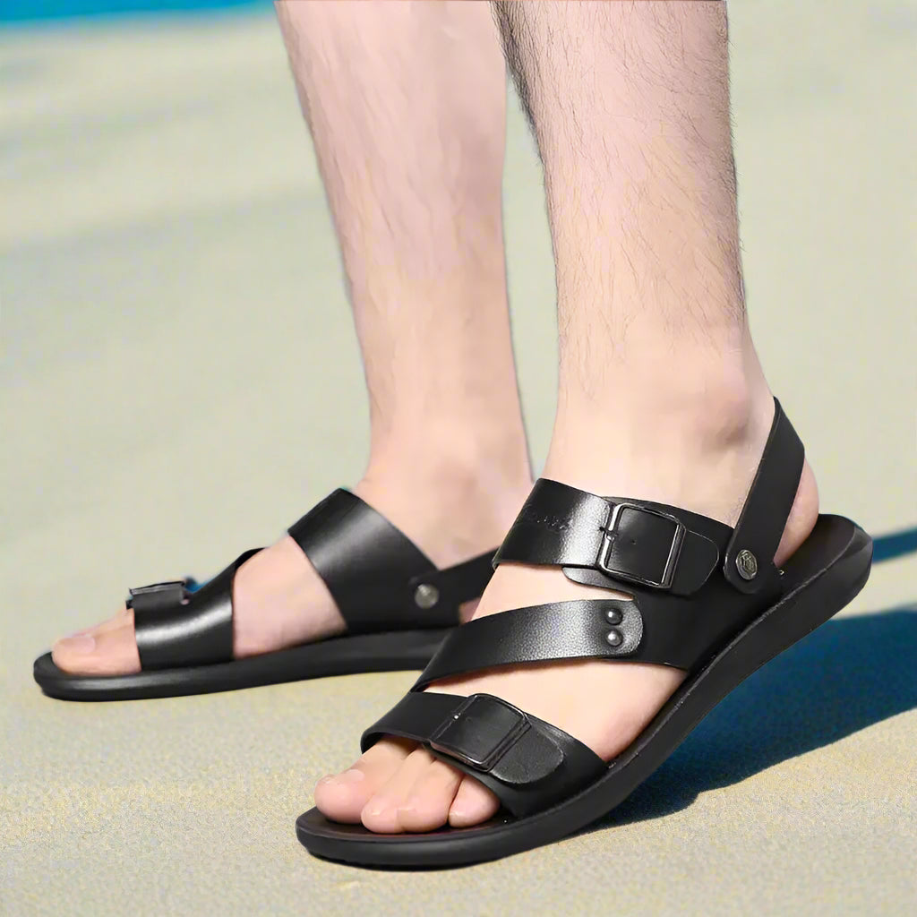 Luca Men's Casual Open Toe Sandals - Comfortable PU Leather Design