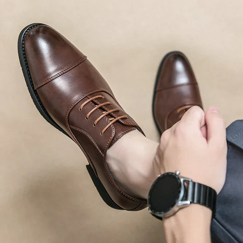 Langley | Men's Premium Leather Dress Shoes - Elegant Pointed Black Casual Footwear