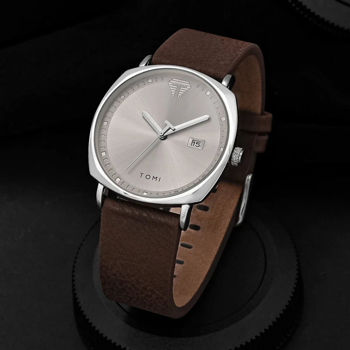 Tomi Men's Minimalist Leather Sports Watch with Calendar - Casual Quartz Timekeeper