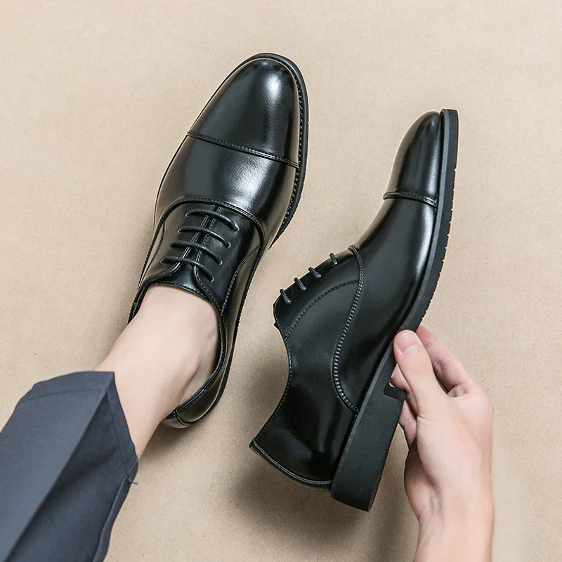 Langley | Men's Premium Leather Dress Shoes - Elegant Pointed Black Casual Footwear