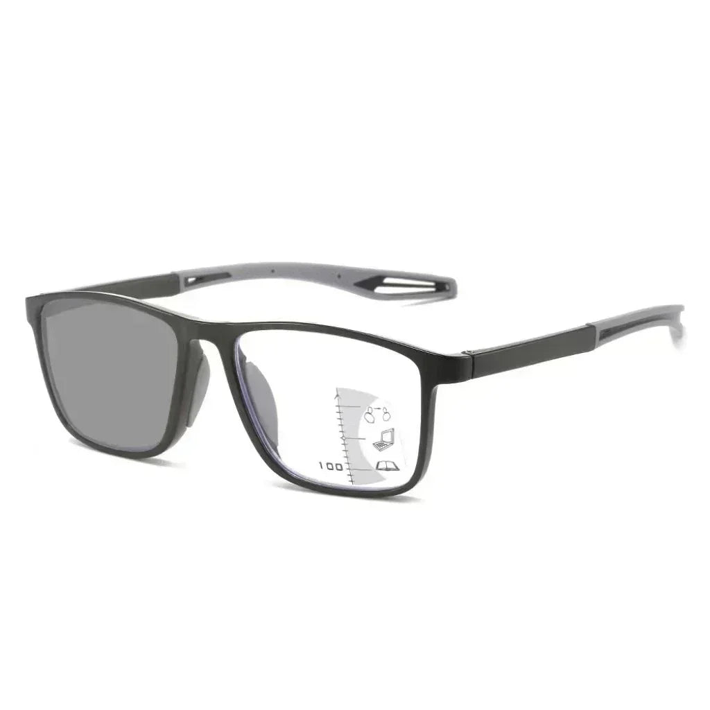 Clement Men's Progressive Multifocal Photochromic Reading Glasses - TR90 Anti-Blue Light Lenses