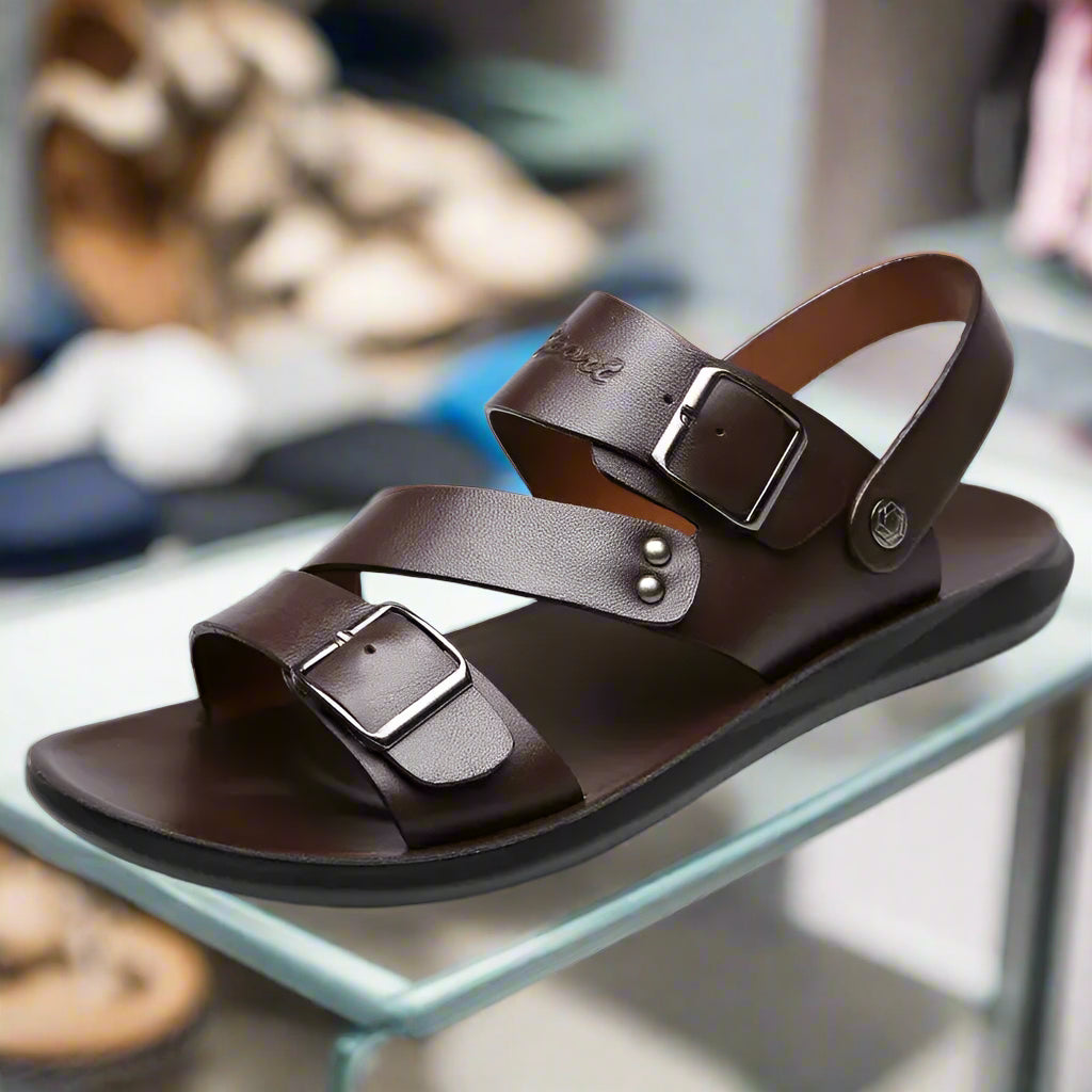 Luca Men's Casual Open Toe Sandals - Comfortable PU Leather Design