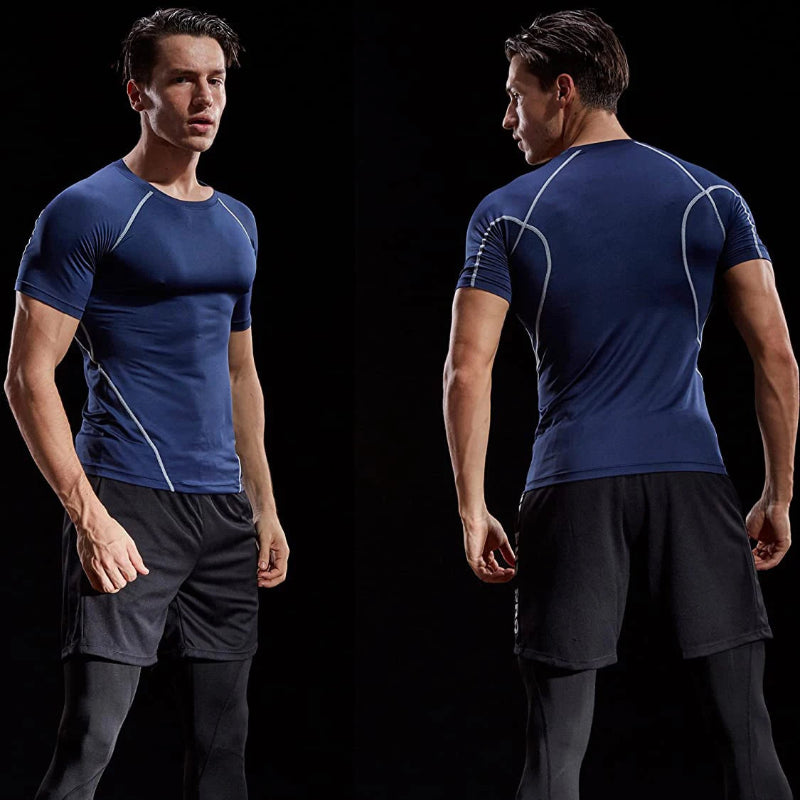 AthoDry Men's Compression Elastic Quick-Dry Athletic T-Shirt