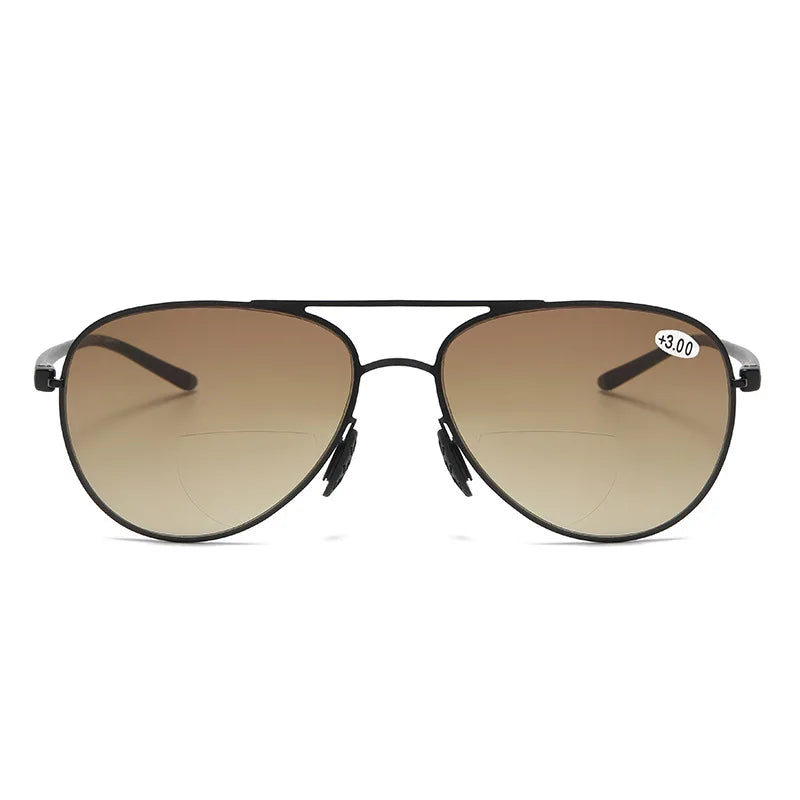 Aristotle Men's Bifocal Reading Glasses - Trendy Double Bridge Sunglasses