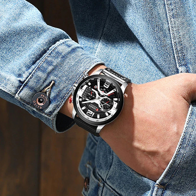 Alder Men's Premium Chronograph Watch | Casual Sport Design with Military Leather