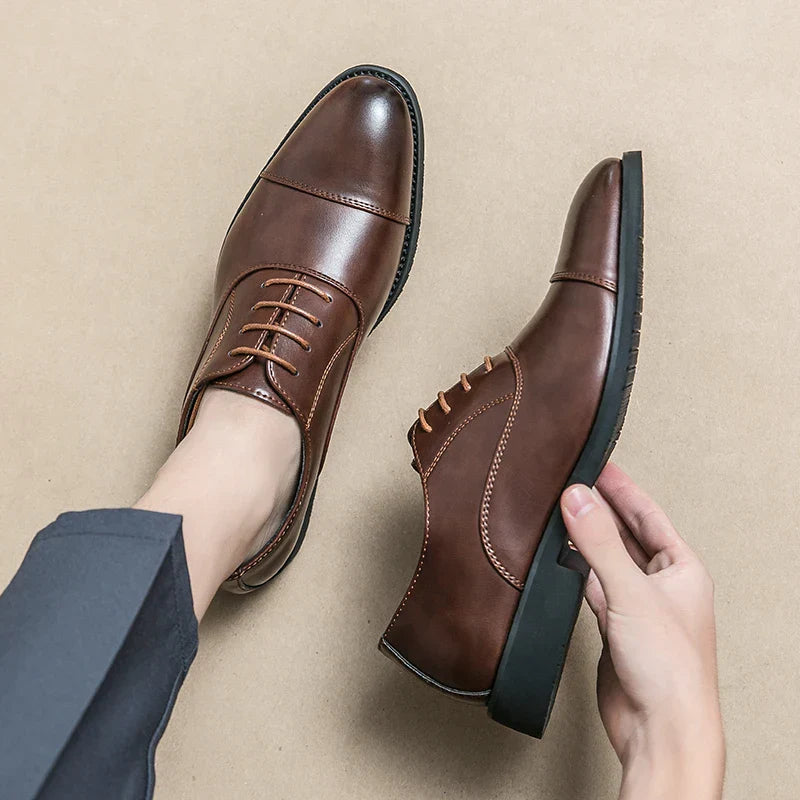 Langley | Men's Premium Leather Dress Shoes - Elegant Pointed Black Casual Footwear