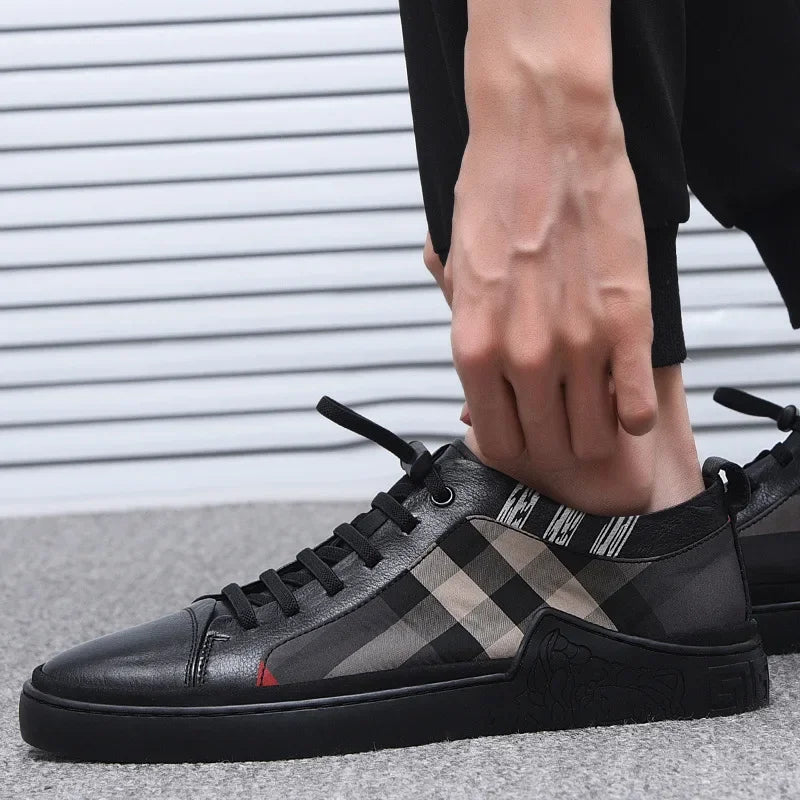 Monroe - Men's Casual Sneaker in Plaid Leather