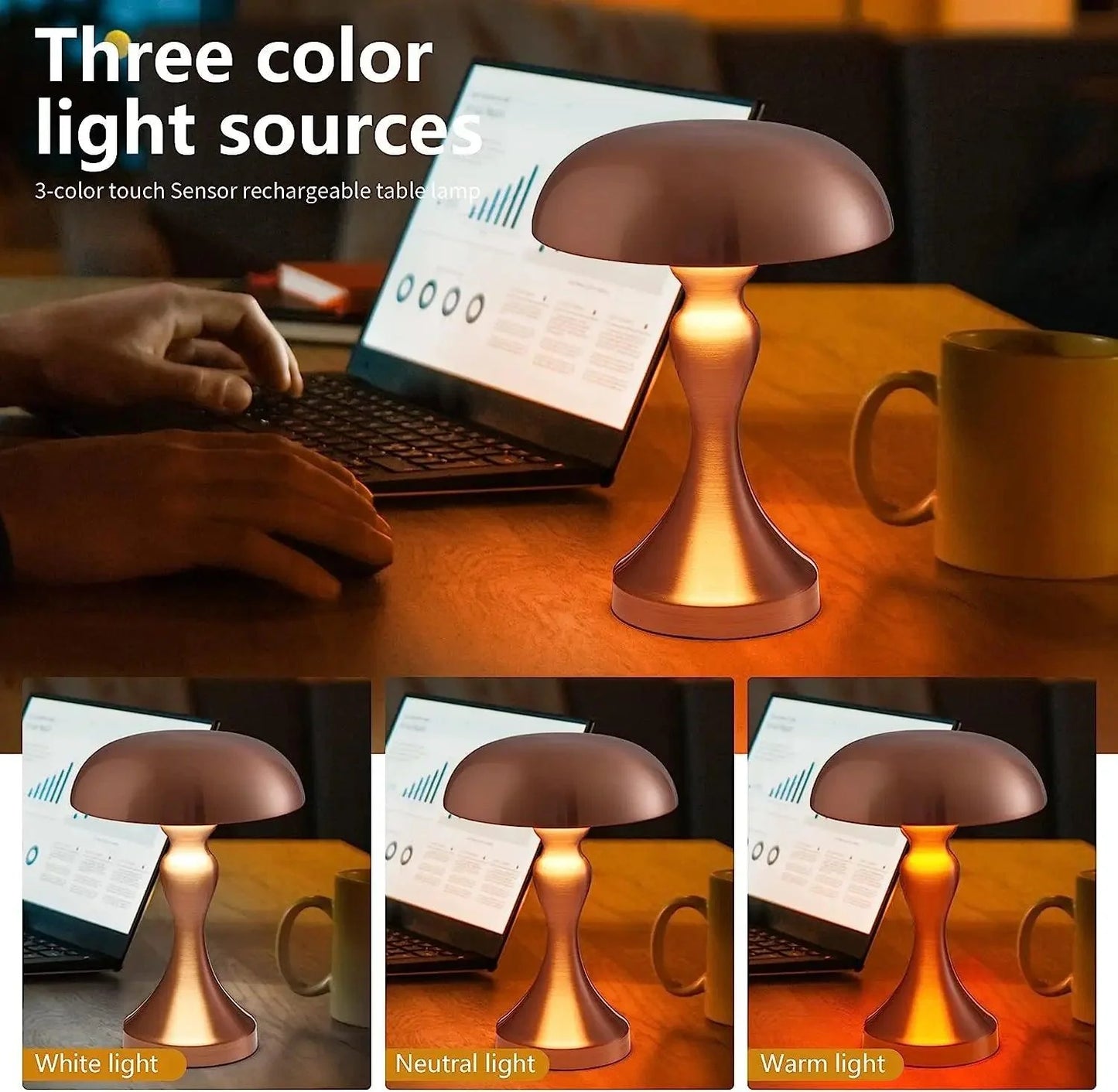 Stylish Rechargeable Touch-Sensor LED Table Lamp – Wireless Night Light for Effortless Ambiance