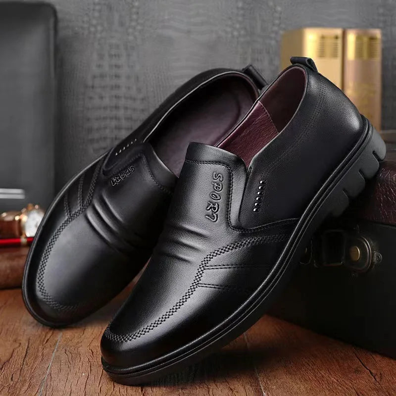 Silverton | Men's Casual Black Leather Shoes - Soft, Non-Slip Comfort