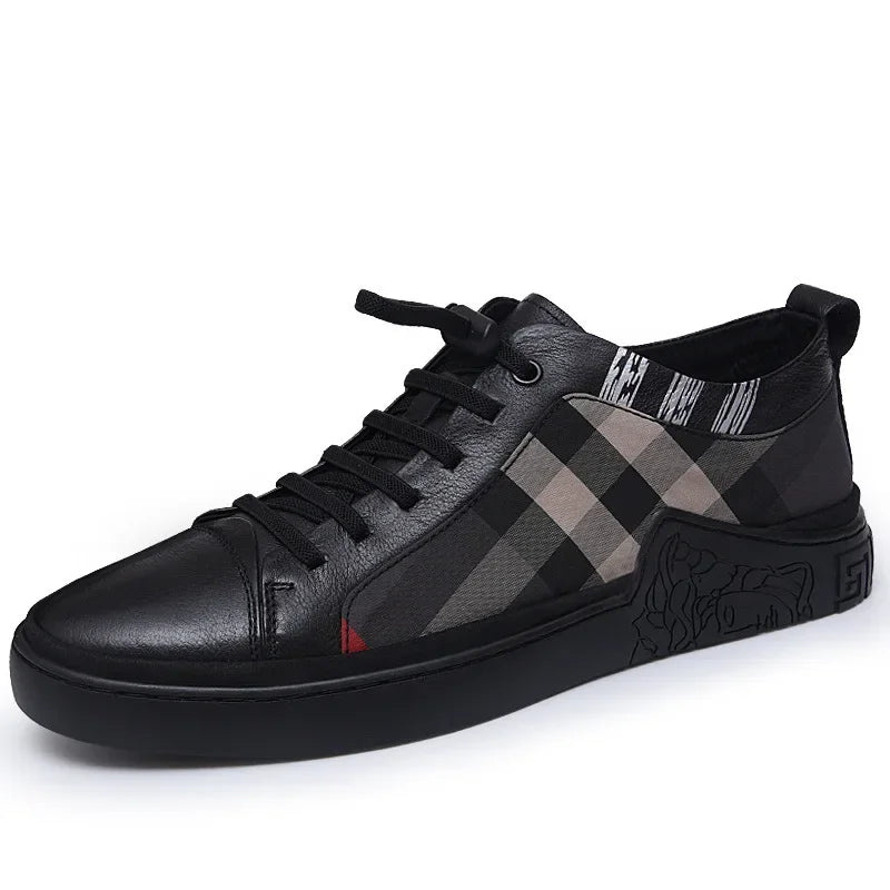 Monroe - Men's Casual Sneaker in Plaid Leather