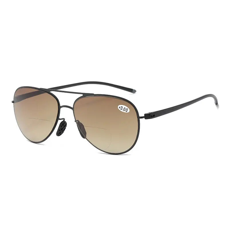 Aristotle Men's Bifocal Reading Glasses - Trendy Double Bridge Sunglasses