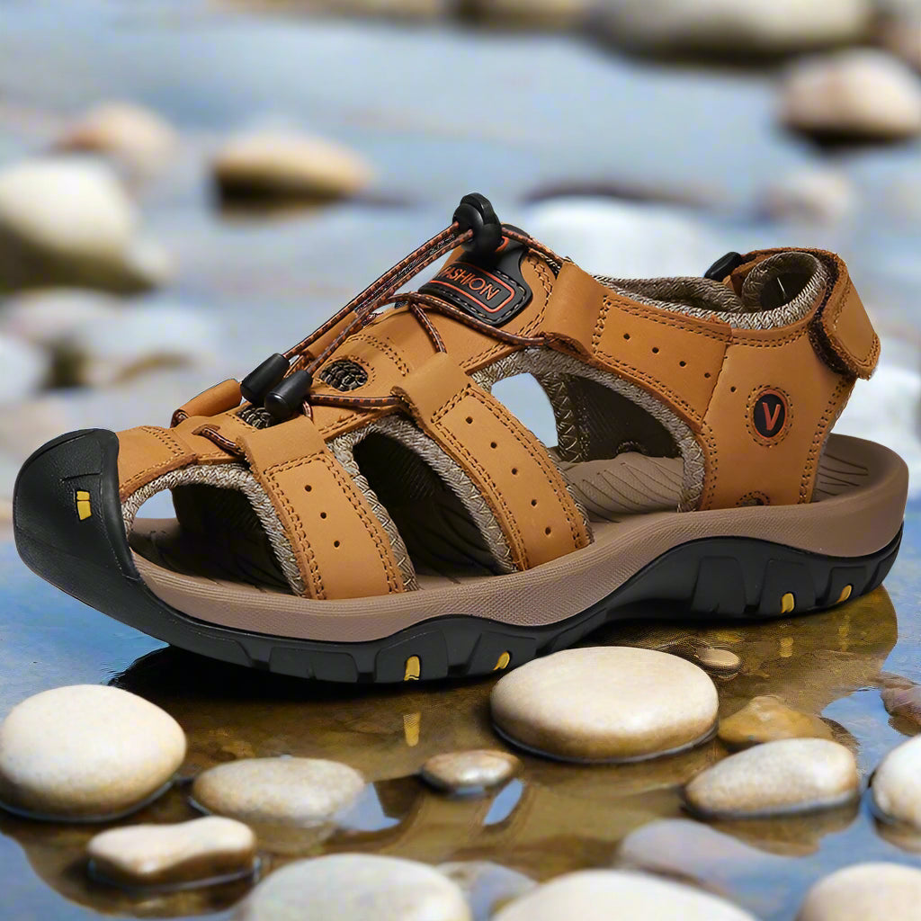 Hype Men's Casual Leather Roman Sandals - Stylish Outdoor Footwear