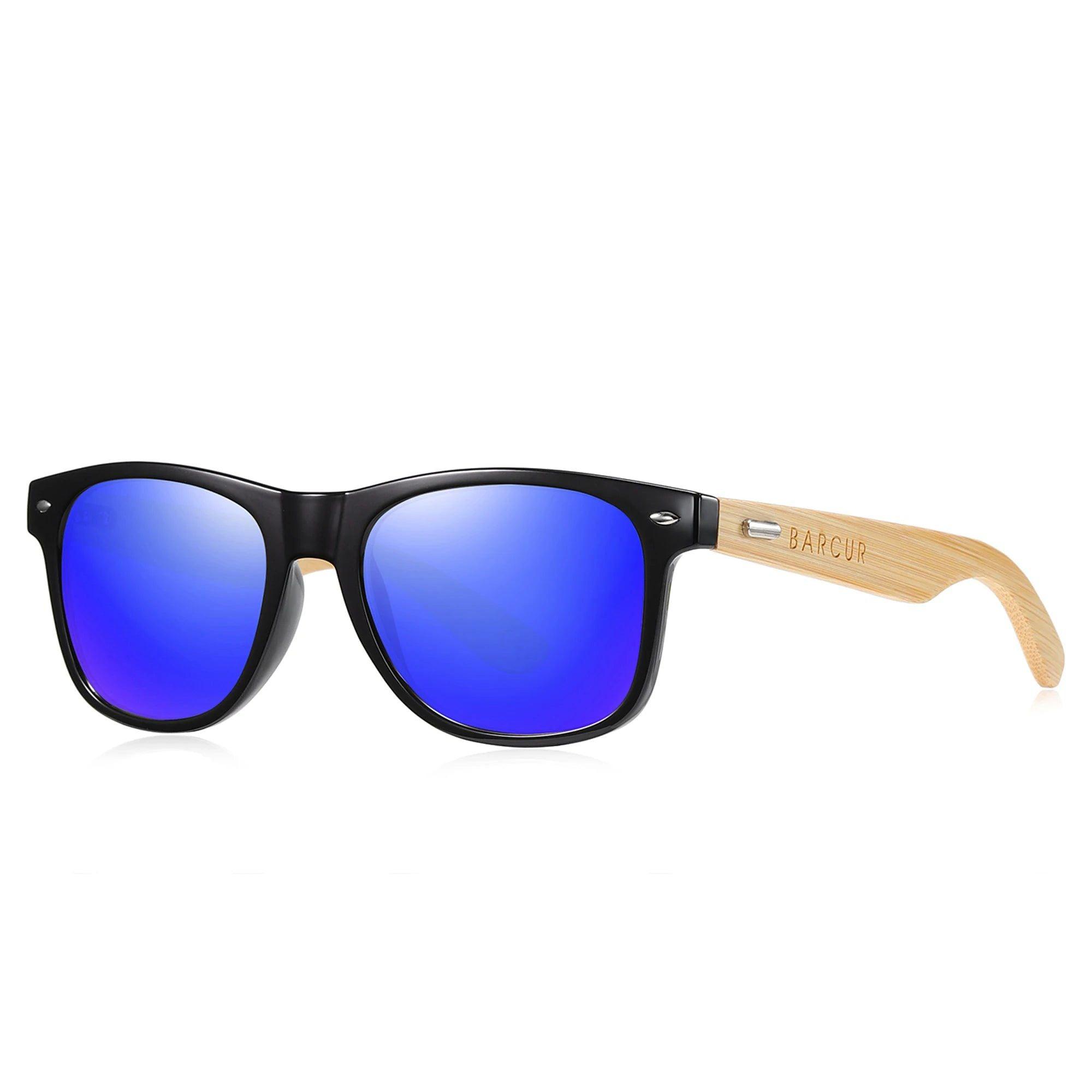 Barcur Men's Polarized Bamboo Sunglasses - Trendy Mirror Lenses