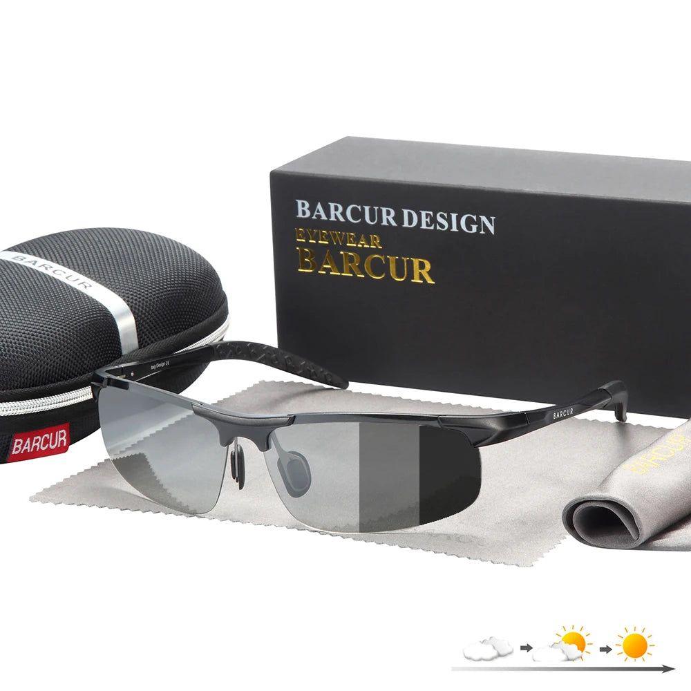 Men's Sport Sunglasses with Polarized Aluminum Frame, Photochromic Lenses, and UV400 Protection