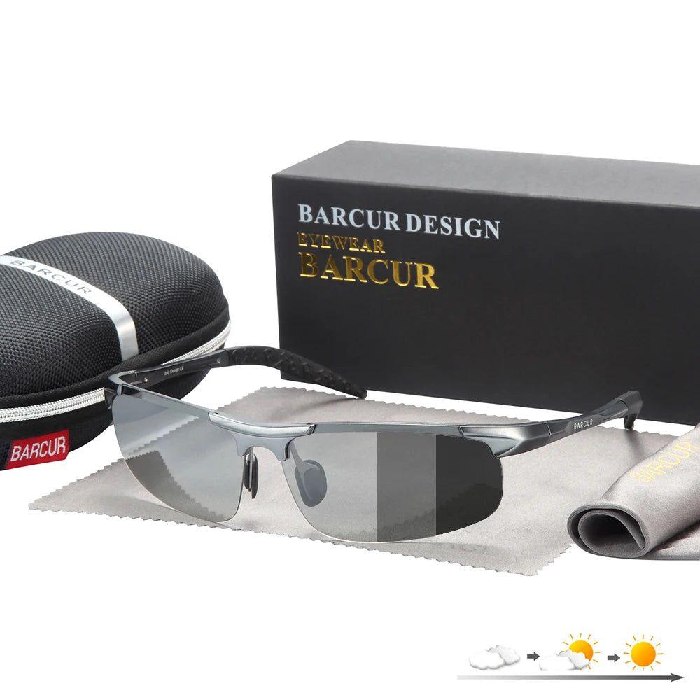 Men's Sport Sunglasses with Polarized Aluminum Frame, Photochromic Lenses, and UV400 Protection