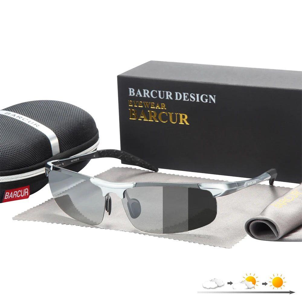 Men's Sport Sunglasses with Polarized Aluminum Frame, Photochromic Lenses, and UV400 Protection