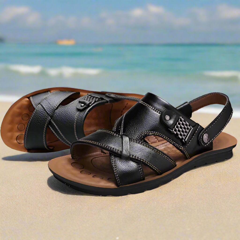 Arlo Men's Classic Leather Roman Sandals - Soft and Comfortable